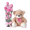 Pink Roses Steps and Soft Toy - Flowers & Toy - Flowers of Dubai