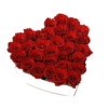 Red Roses in White Heart Shape Box